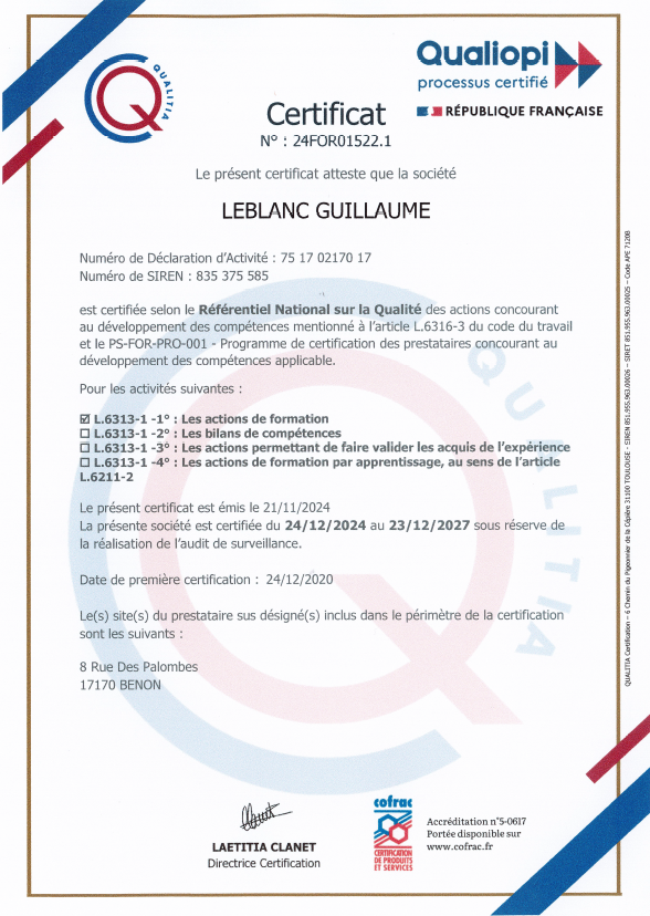 Certificat Qualiopi