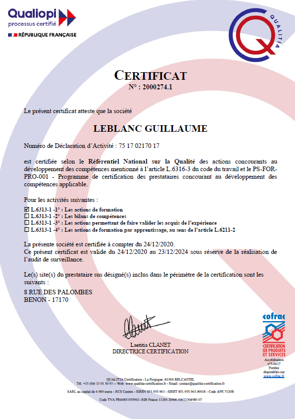 Certificat qualiopi